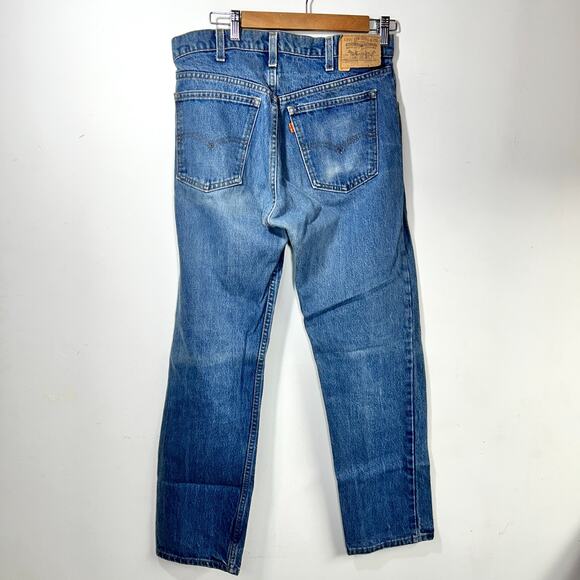 Vintage Levis 505 Orange Tab USA Denim Jeans 32 x 29 70s Straight - Picture 2 of 11